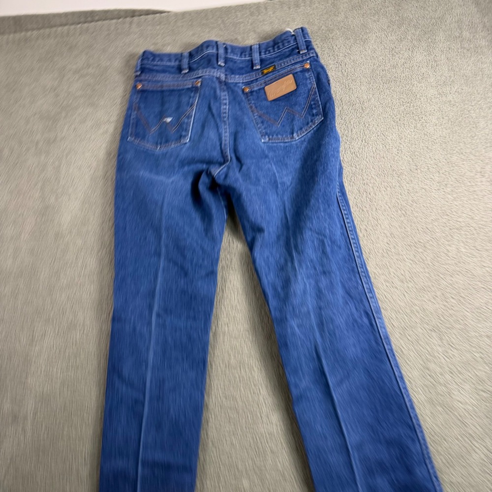 Wrangler 936DEN Cowboy Cut Slim Fit Blue Denim Jeans Mens 33x34 High Rise Indigo